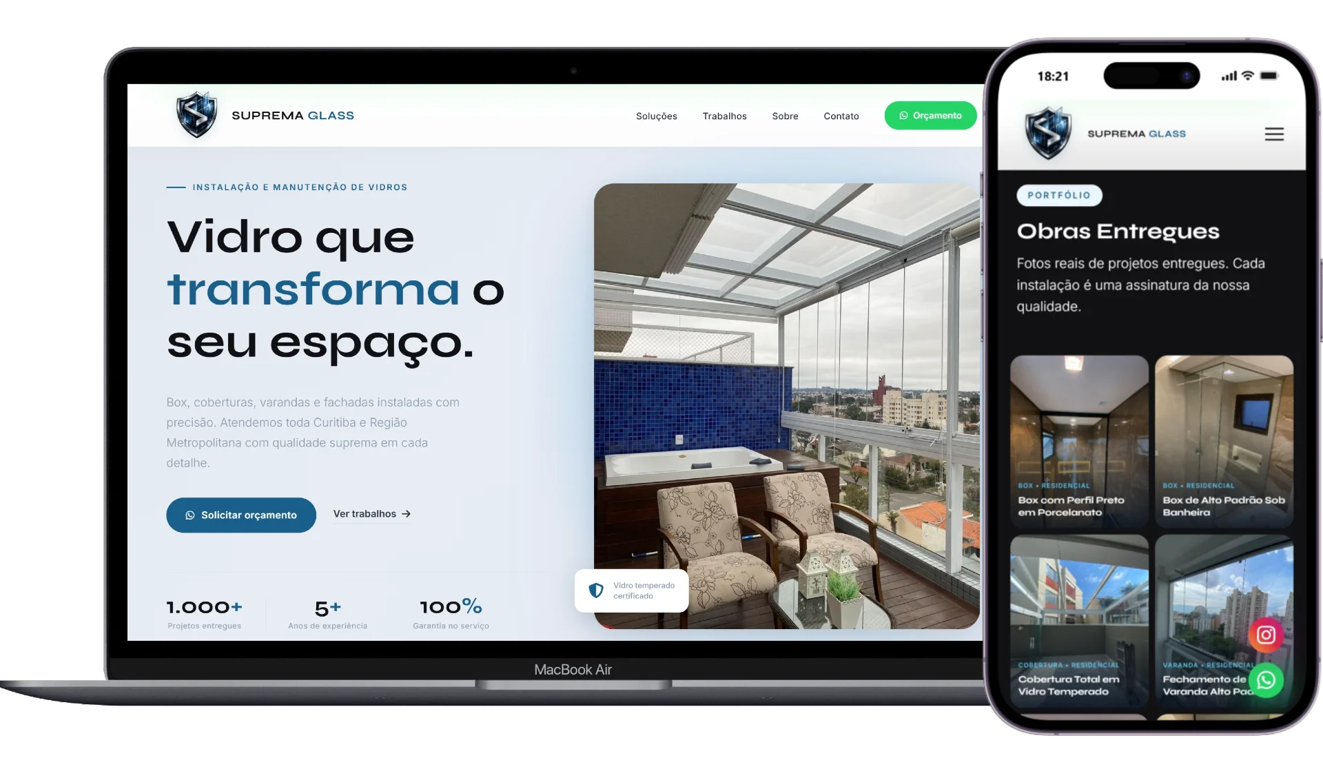 Projeto Suprema Glass — Landing Page para orçamentos de vidraçaria